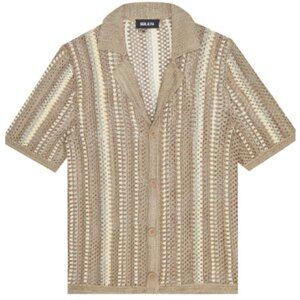 SER.O.YA Crochet Knit Cardigan in Brown and Cream